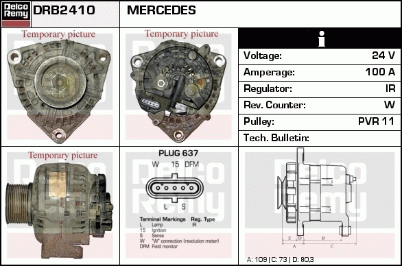 DELCO REMY DRB2410 Alternator