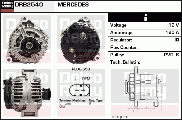 DELCO REMY DRB2540 Alternator