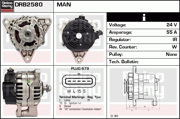 DELCO REMY DRB2580 Alternator