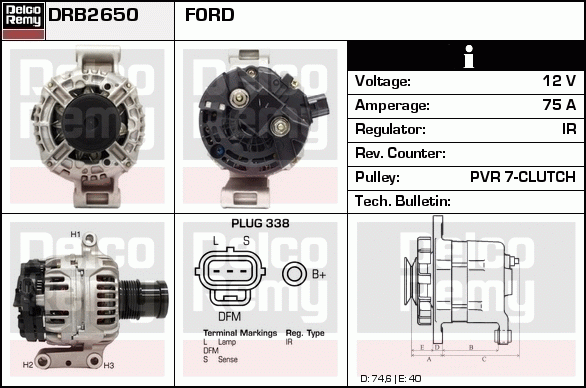 DELCO REMY DRB2650 Alternator