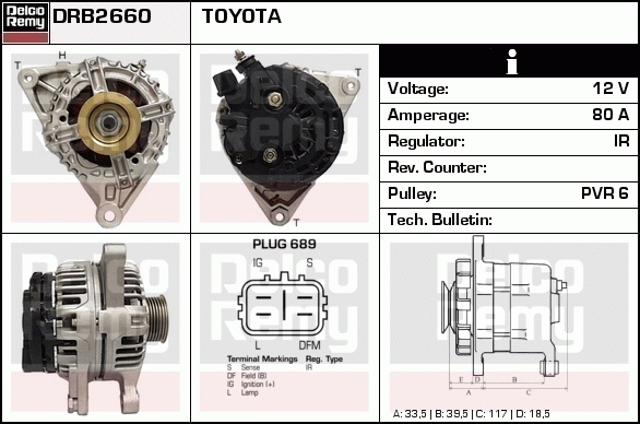 DELCO REMY DRB2660 Alternator