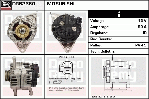 DELCO REMY DRB2680 Alternator