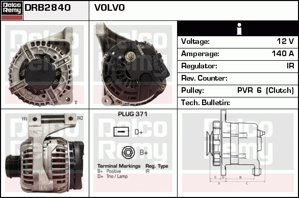 DELCO REMY DRB2840 Alternator