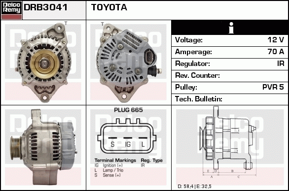 DELCO REMY DRB3041 Alternator