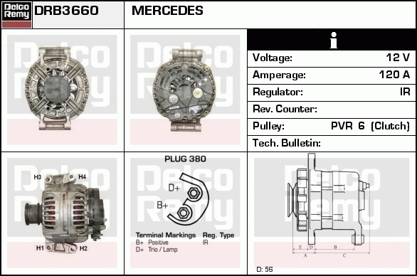 DELCO REMY DRB3660 Alternator