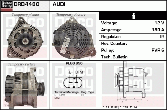 DELCO REMY DRB4480 Alternator