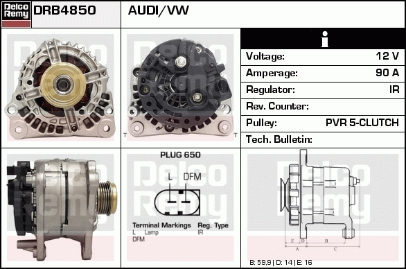 DELCO REMY DRB4850 Alternator