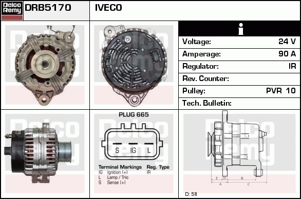 DELCO REMY DRB5170 Alternator