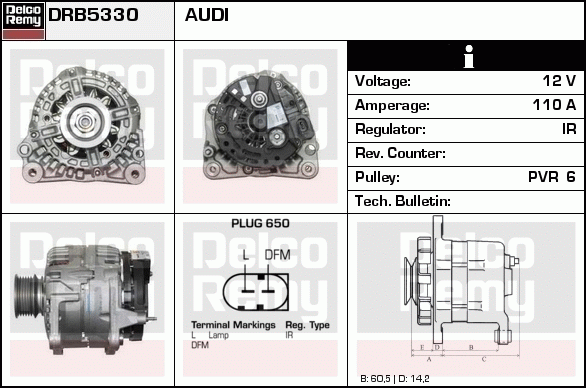 DELCO REMY DRB5330 Alternator