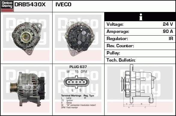 DELCO REMY DRB5430X Alternator
