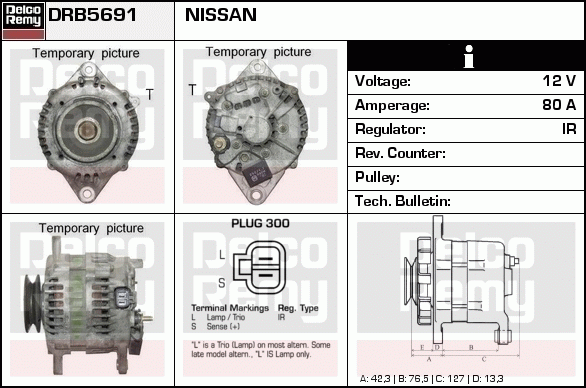 DELCO REMY DRB5691 Alternator