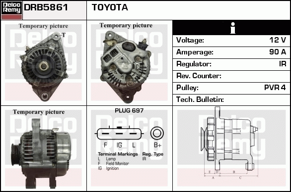 DELCO REMY DRB5861 Alternator