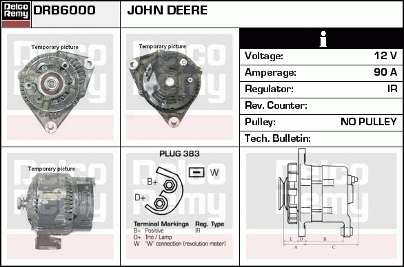 DELCO REMY DRB6000 Alternator