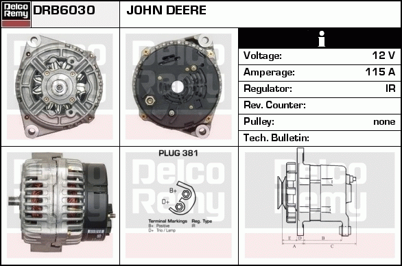 DELCO REMY DRB6030 Alternator