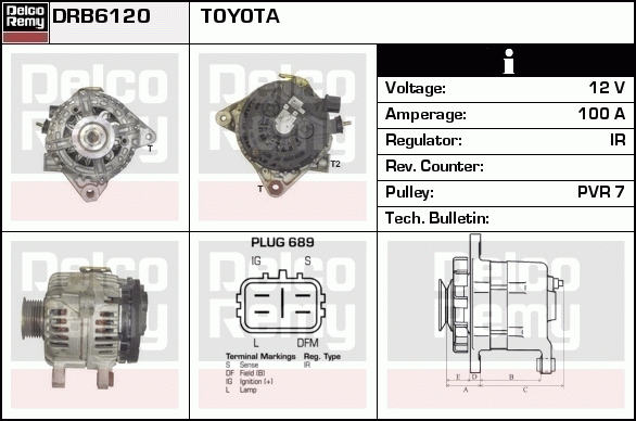 DELCO REMY DRB6120 Alternator