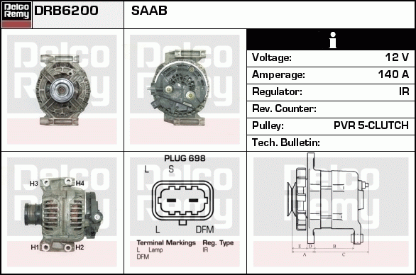 DELCO REMY DRB6200 Alternator