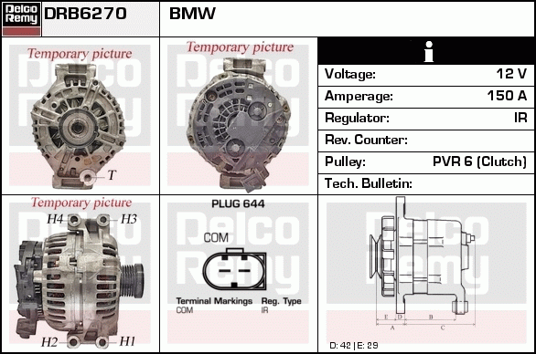 DELCO REMY DRB6270 Alternator