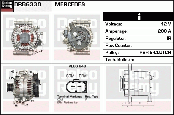 DELCO REMY DRB6330 Alternator