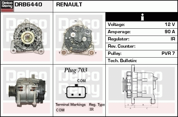 DELCO REMY DRB6440 Alternator