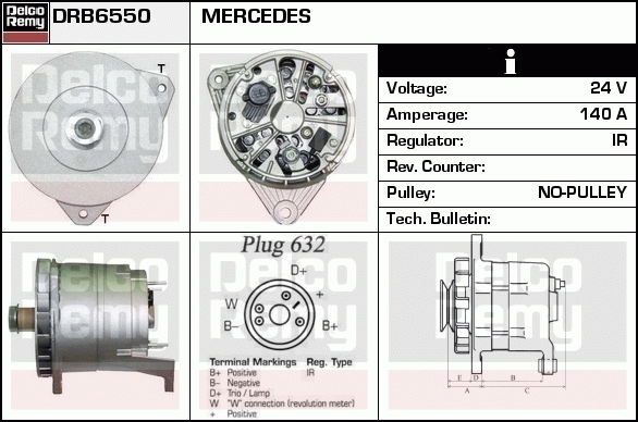 DELCO REMY DRB6550 Alternator