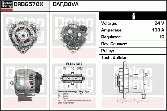 DELCO REMY DRB6570X Alternator