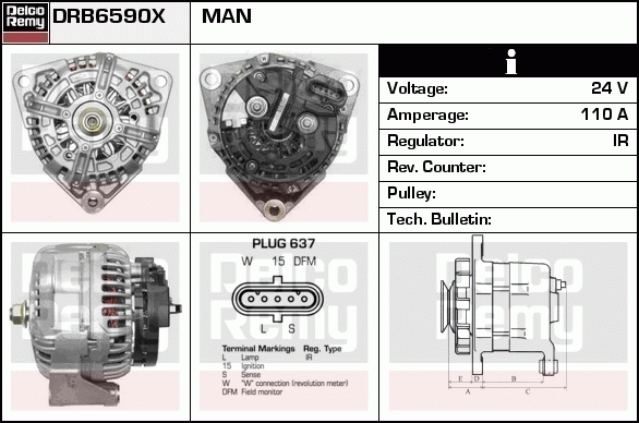 DELCO REMY DRB6590X Alternator