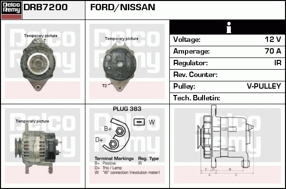 DELCO REMY DRB7200 Alternator