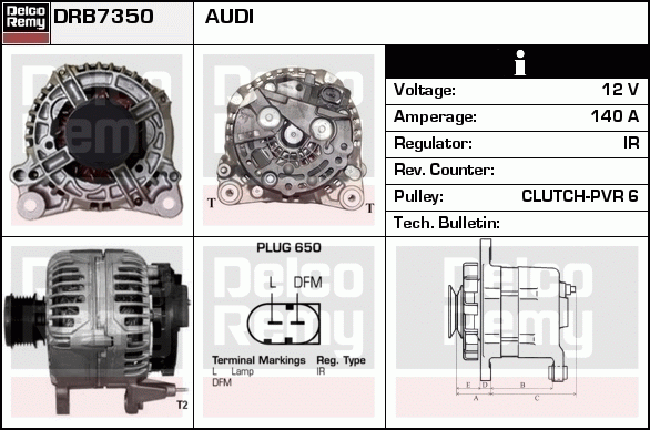 DELCO REMY DRB7350 Alternator