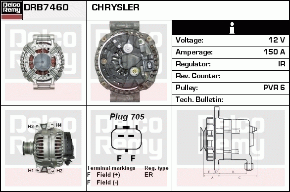 DELCO REMY DRB7460 Alternator