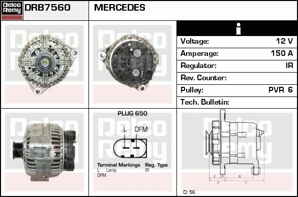 DELCO REMY DRB7560 Alternator