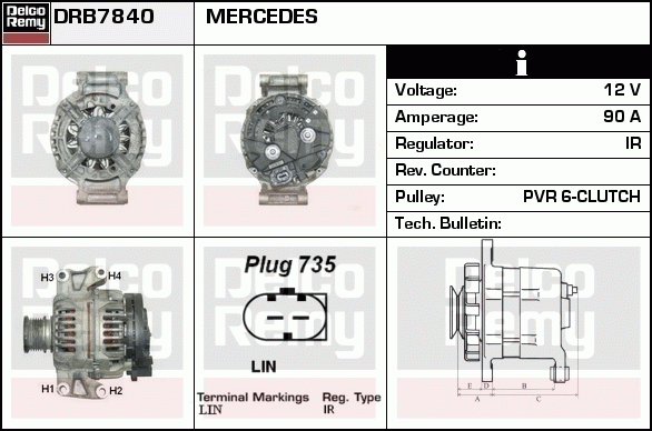 DELCO REMY DRB7840 Alternator