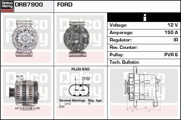 DELCO REMY DRB7900 Alternator