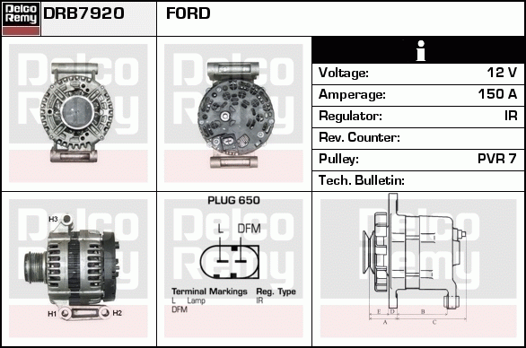 DELCO REMY DRB7920 Alternator