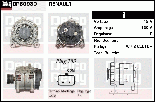 DELCO REMY DRB9030 Alternator