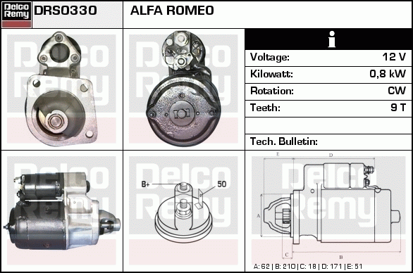 DELCO REMY DRS0330 Starter