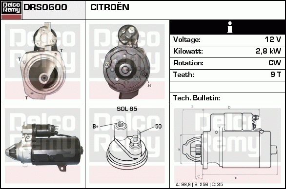 DELCO REMY DRS0600 Starter