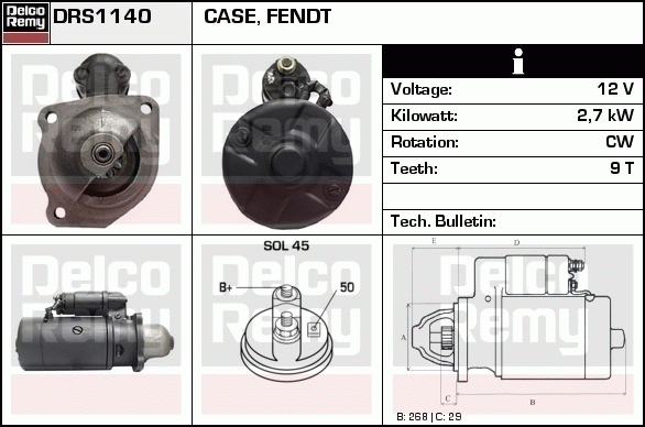 DELCO REMY DRS1140 Starter