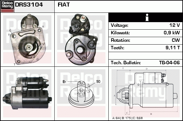 DELCO REMY DRS3104 Starter