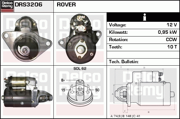 DELCO REMY DRS3206 Starter