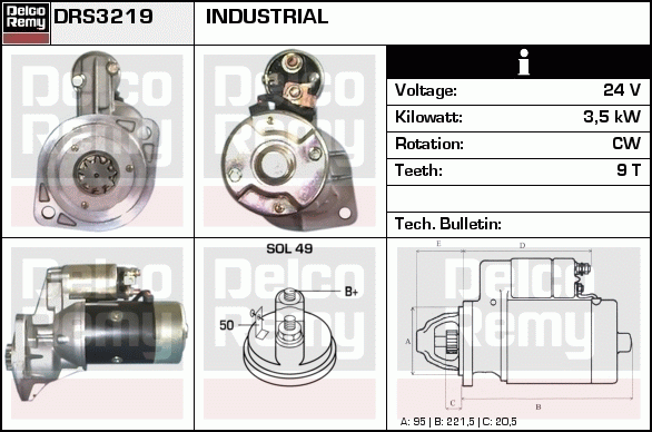 DELCO REMY DRS3219N Starter