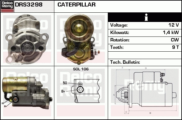 DELCO REMY DRS3298 Starter