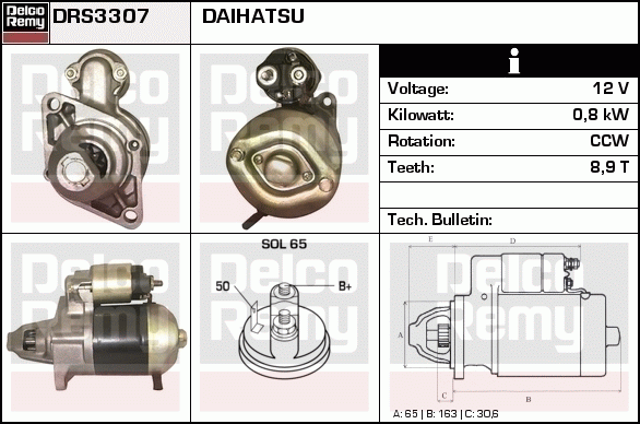 DELCO REMY DRS3307 Starter