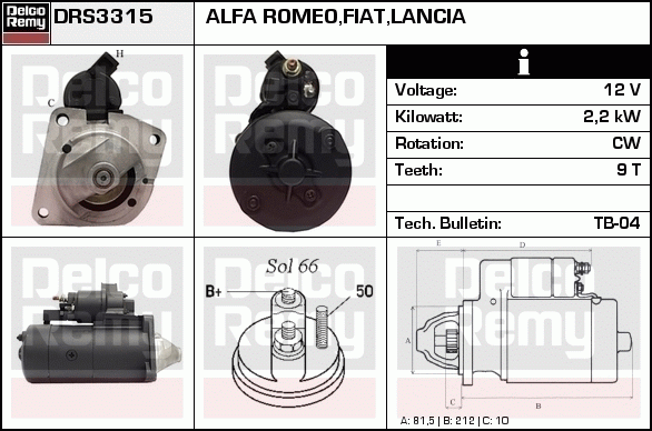 DELCO REMY DRS3315 Starter