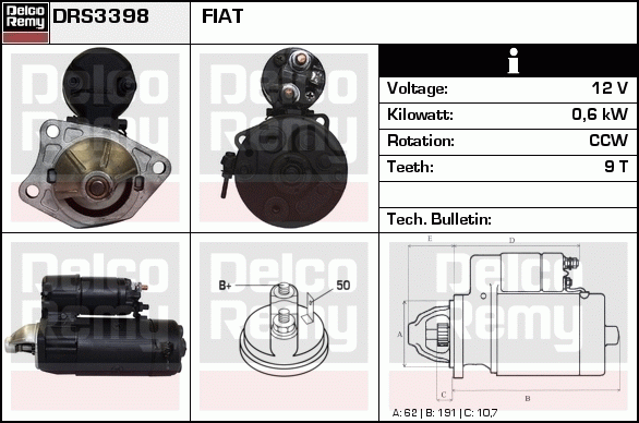 DELCO REMY DRS3398 Starter