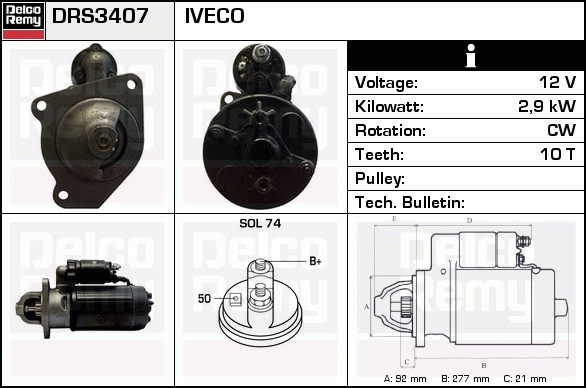 DELCO REMY DRS3407 Starter