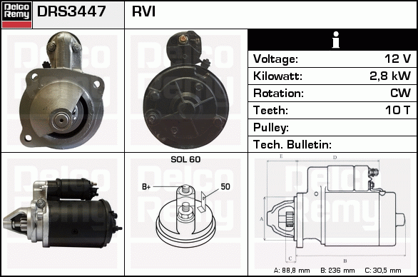 DELCO REMY DRS3447 Starter