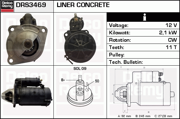 DELCO REMY DRS3469 Starter