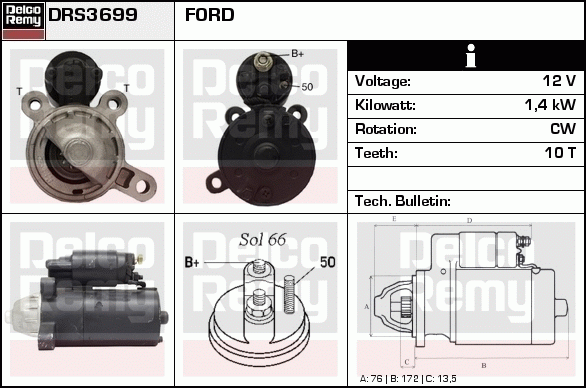 DELCO REMY DRS3699 Starter