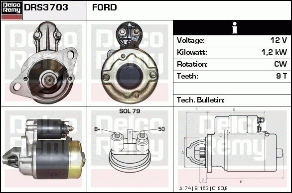 DELCO REMY DRS3703 Starter