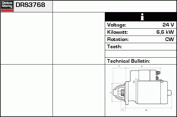 DELCO REMY DRS3768 Starter